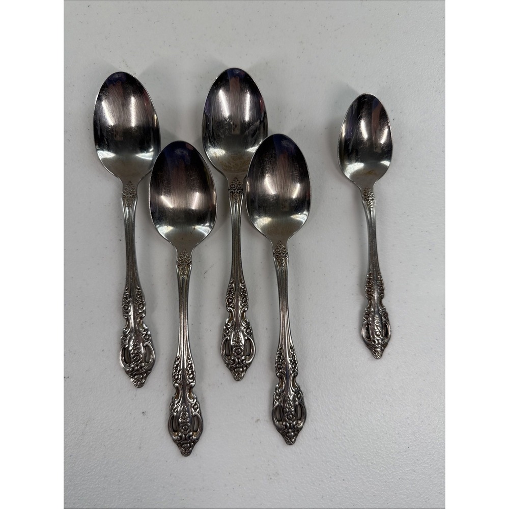 Oneida Pembrooke Renoir Set of 4 Soup 1 Dessert Spoons Stainless‎ Flatware Heir